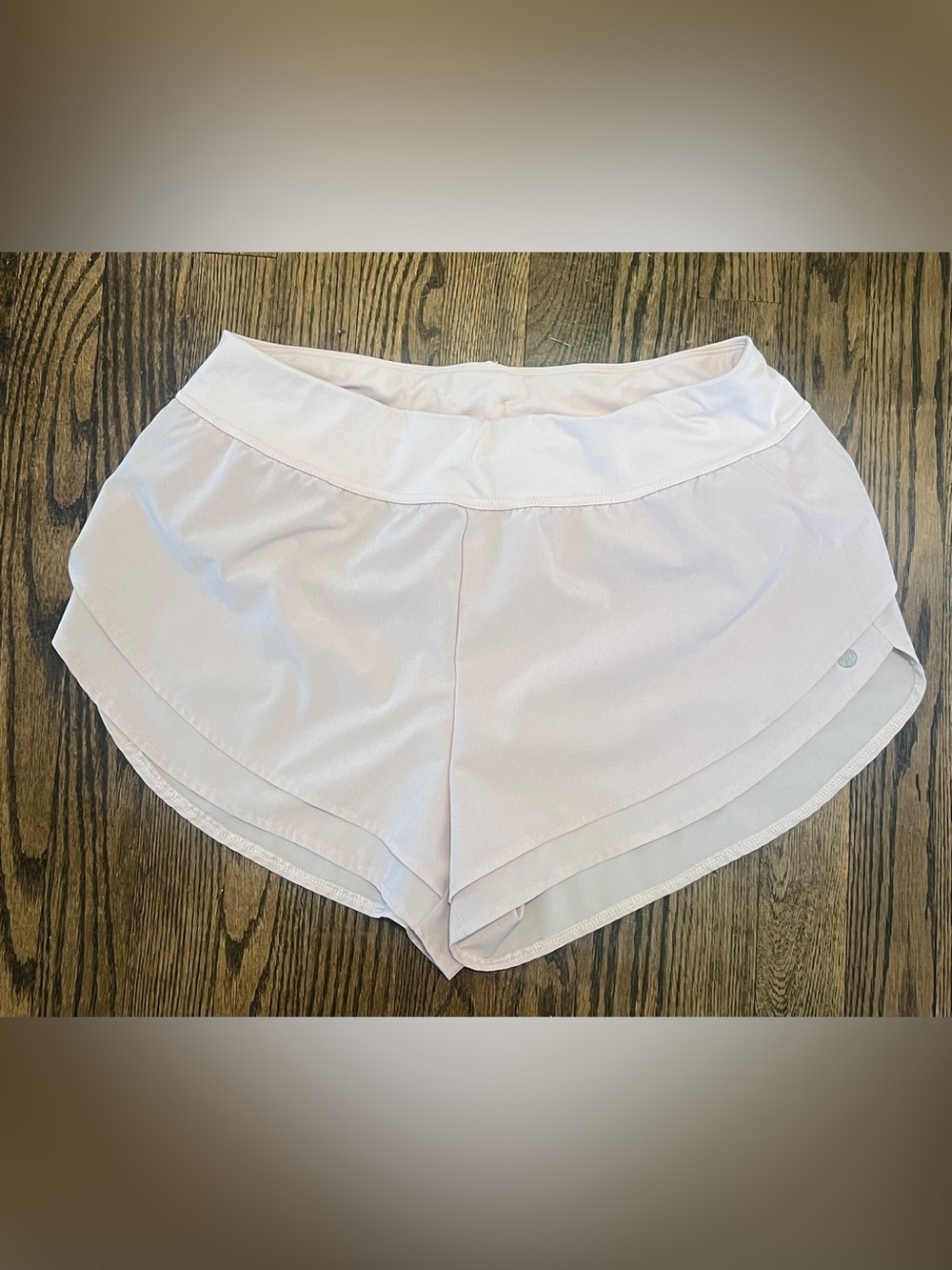 Apana Soft Pink Women's Athletic Shorts with Layered Hem - Picture 1 of 4